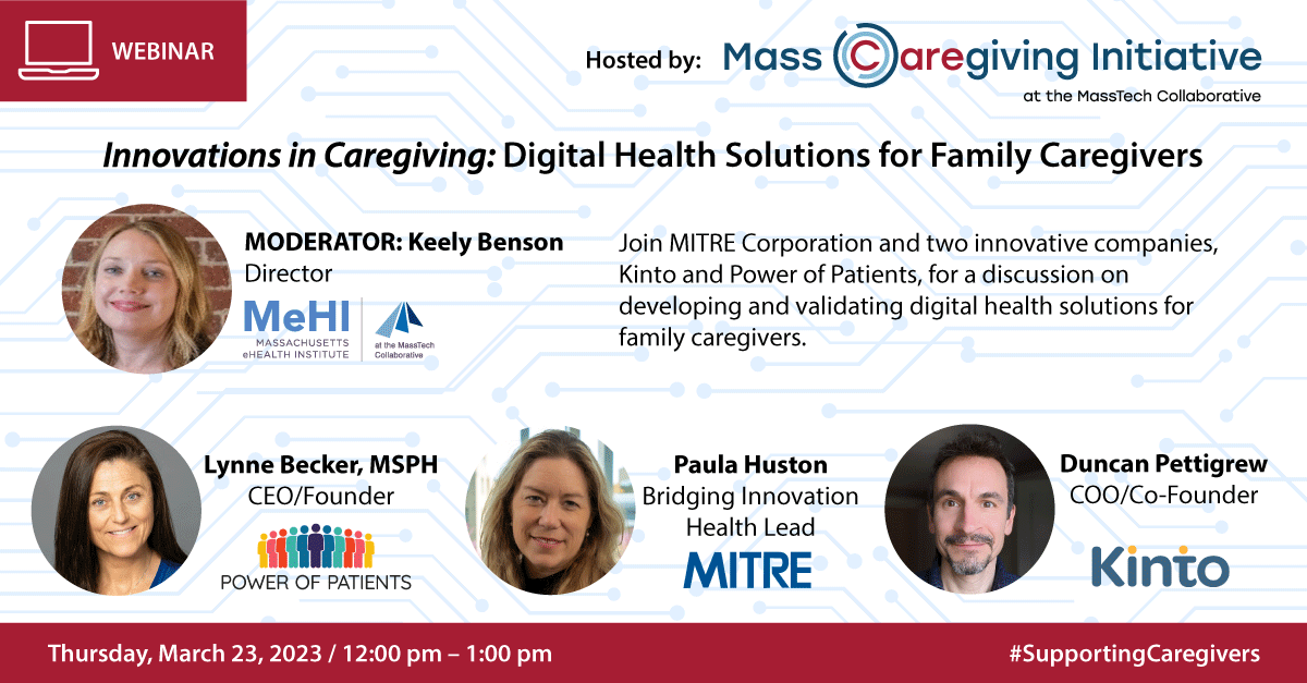 Moderator and speakers listing for the Innovations in Caregiving Webinar 