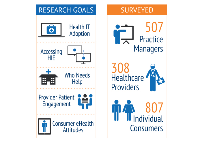Infographic on research goals and surveyed
